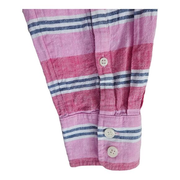 J. CREW Women's S Shirt Button Up Pink Striped Linen Cotton Long Sleeve Bust 38" - Picture 5 of 8